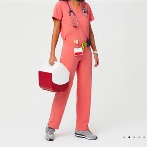 Hot Coral FIGS Scrubs Set